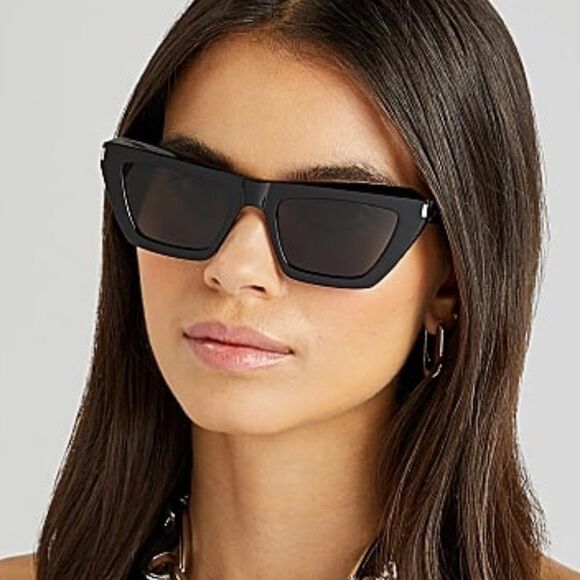 NEW Saint Laurent SLM103 001 Black Gray Gradient Cat Eye Women Sunglasses - Picture 1 of 14